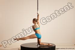 Underwear Gymnastic poses Woman White Moving poses Slim long blond Dynamic poses Academic